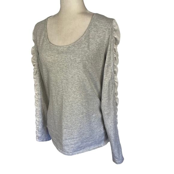 Sundance Bellina Ruched Velvet Sleeve Twilight-Core Grey Medium Top - Picture 3 of 10